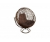 Кресло Кокон Круглый вращающийся ротанг каркас коричневый-подушка коричневая