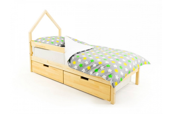 Кровать-домик мини Svogen ящики и бортик без покрытия